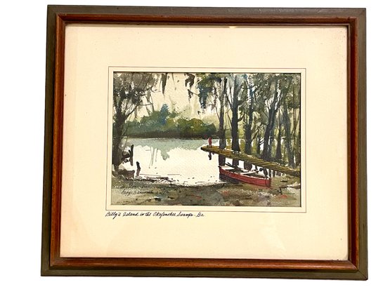 George Gansworth ,A.W.S Signed Watercolor Painting Of Billy's Island .