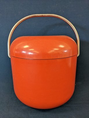 Vintage Melmac Ice Bucket With Chrome Handle In Terra Cotta Color