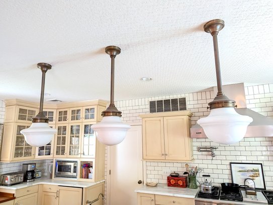 Collection Of Three School House Pendent Lights By Visual Comfort