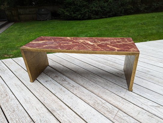 Marble Coffee Table With Brass Trim