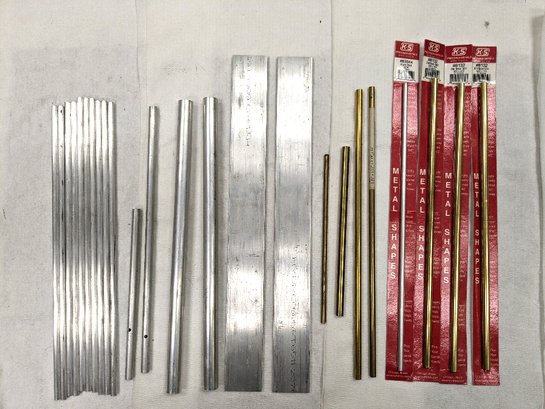 Lot Of Metal Aluminum And Brass Tubes And Flat Stock