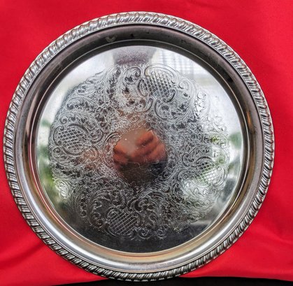 Silver Plate Round Serving Tray