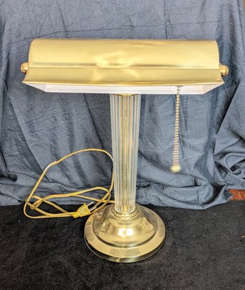 Gold Tone And Acrylic Bankers Lamp