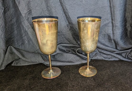 Pair Of Silver Plate Made In Italy Toasting Goblets