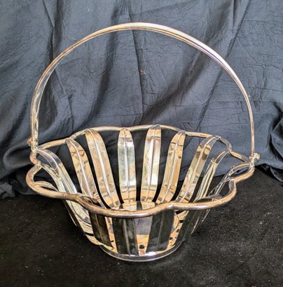 Silver Plate Basket With Handle By Godinger Silver Art Co.
