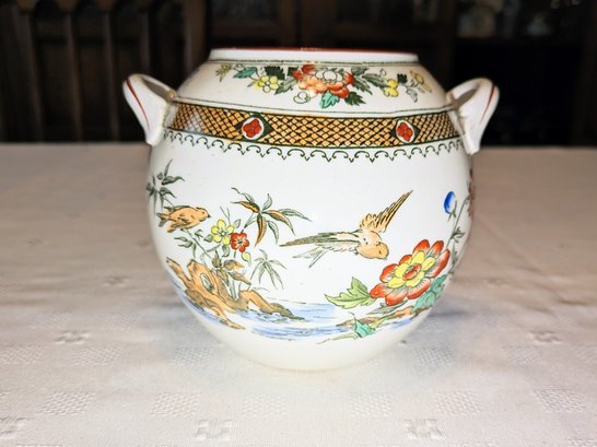 Porcelain Double Handle Pot , Hong Kong - No Lid - Marked On The Bottom