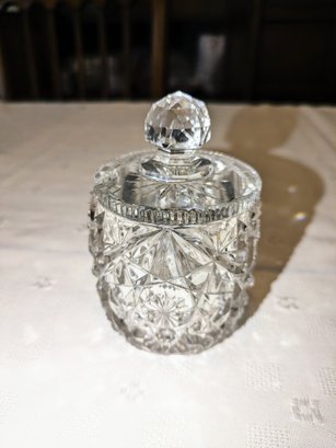 Vintage Cut Crystal Mustard/Condiment Jar (no Spoon) - Believed To Be American Brilliant Period