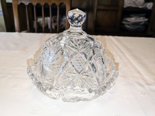 Cut Crystal Lidded Cheese Dish - Believed To Be American Brilliant Period