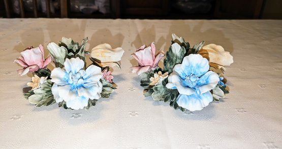 Pair Of Vintage Capodimonte Candle Stick Holders From Italy