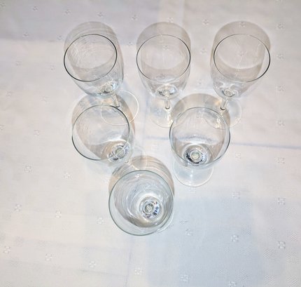 Set Of 6 Vintage Clear Wine Glasses