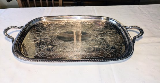 Silver Plate Extra Large Double Handle Serving Tray