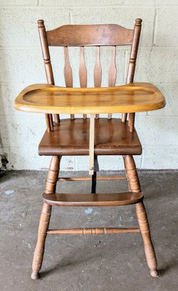 1970's Vintage Wooden High Chair With Detachable Tray