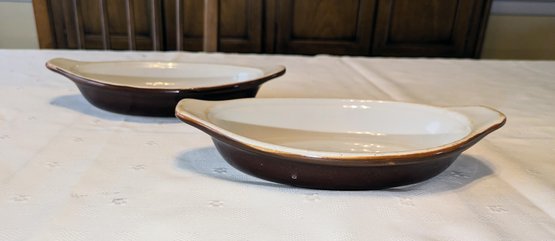 Set Of 2 Vintage Burden Stoneware Baking Dish Au Gratin Chefs Ware