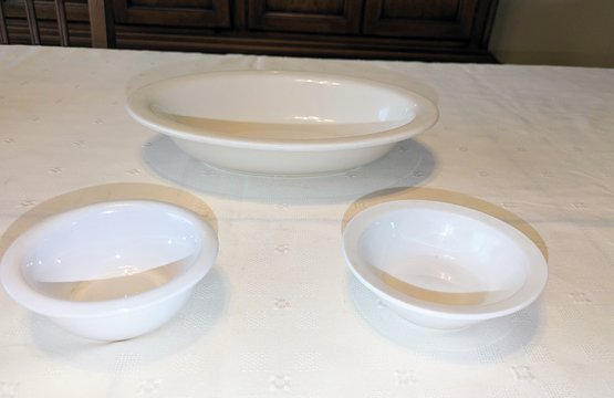Set Of 3 White Serving Bowls