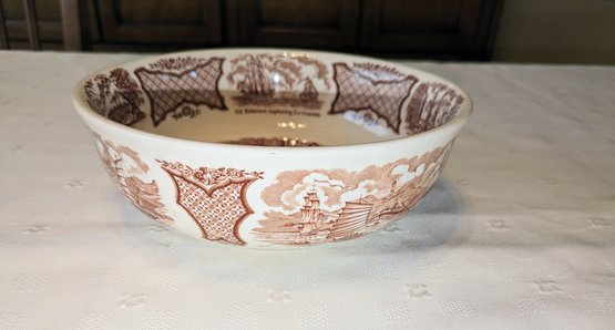 Fair Winds - Serving Bowl - At Anchor Off Canton - Brown Transfer Ware - Alfred Meakin Staffordshi( 1 Of 2)