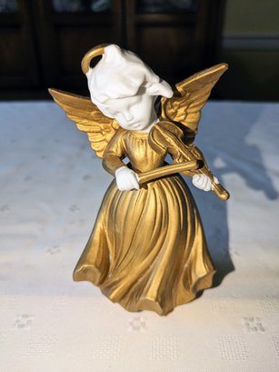 1950's Vintage Ardalt- Japan, Hand Painted Gold Angel Musician Playing The Violin