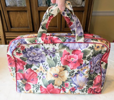 Floral Fabric Cosmetics/Toiletries Case With Carry Handles