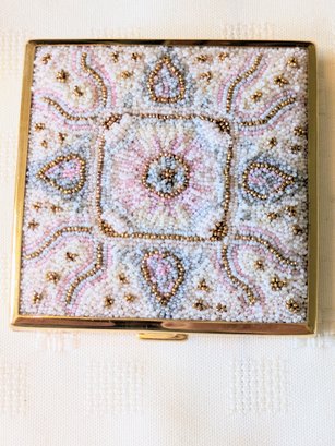 Vintage Beaded Mirror And Powder Compact