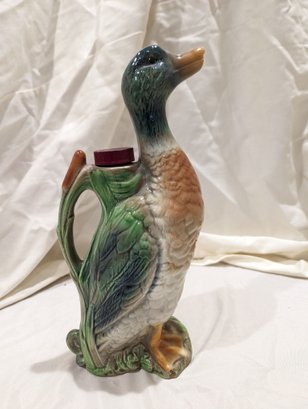 Vintage French Majolica St Clement Duck Decanter By Garnier