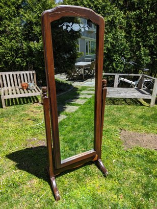 Full Body Mirror With Floral Etched Glass
