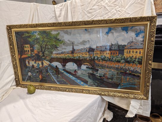 Very Large Needlepoint City Scape Of Paris #29