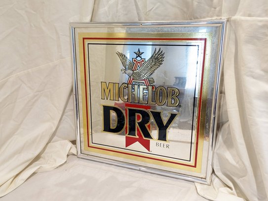 Vintage 1988 Michelob Dry Mirrored Beer Advertisement Sign #31