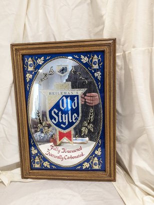 Vintage Mirrored Heileman's Old Style Beer Advertisement Sign #32