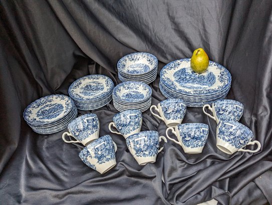 Collection Of 47 Johnson Bros English Ironstone Delftware Dishes