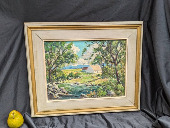 Oil On Canvas Signed Landscape Of A Farm By James H. Walsh