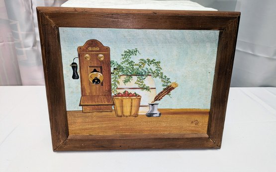 Vintage Kitchen/Desk Still Life Painting On Canvas Board - Signed By: Becky Angle