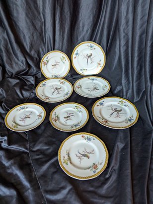 Early Vintage French Theodore Haviland Limoges Porcelain Plates With Birds