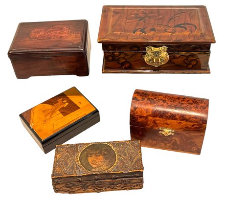 Collection Of Five Fine Wood Boxes