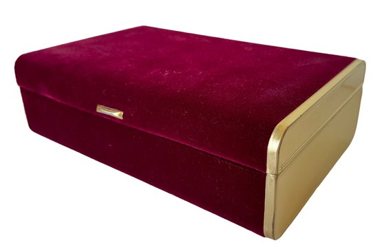 Vintage Velvet & Brass Jewelry Box
