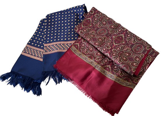 Two Long Mens Silk Scarves