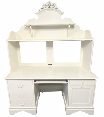 Large White Computer Desk With Hutch By Betsy Cameron For Lexington 62' X 24' X 85'