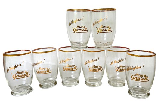 Vintage Stock -Eight Naragansett Beer Glasses