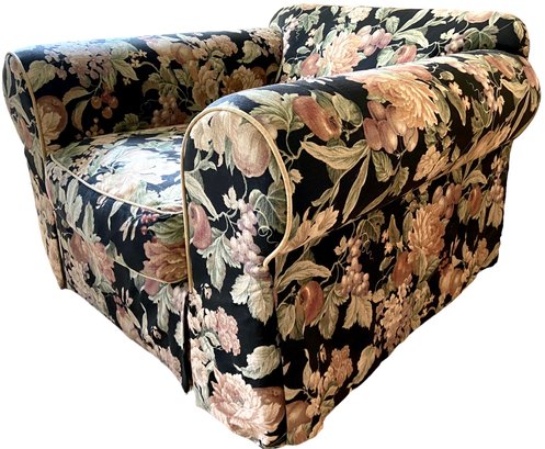 Quality Floral Brocade Upholstered Club Chair