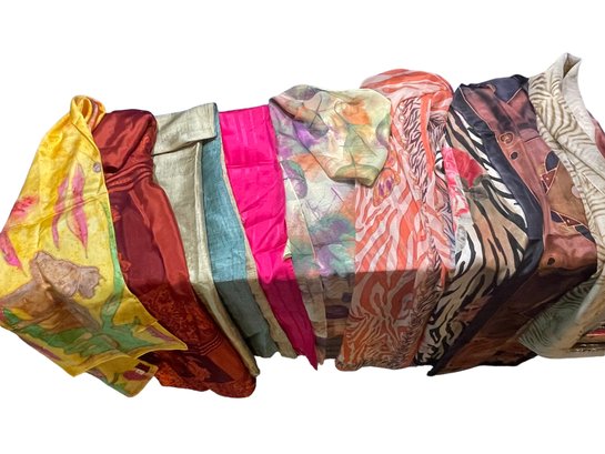Grouping Of Long Silk Scarves