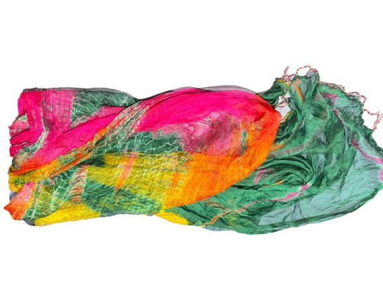 Large Silk Chiffon Rainbow Colored Scarf
