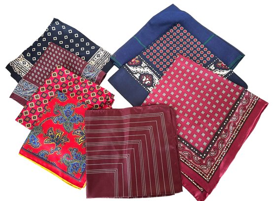 Eight Silk Patterned Pocket Squares