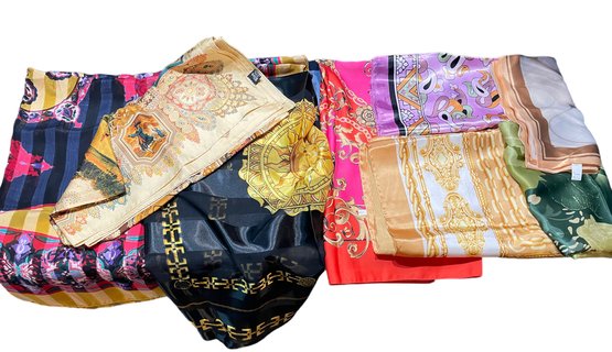 Grouping Of Large Square Silk Scarves