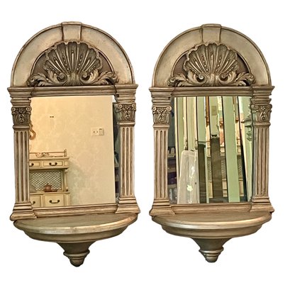 Pair Of Classical Decorative Display Shelf With Mirror.