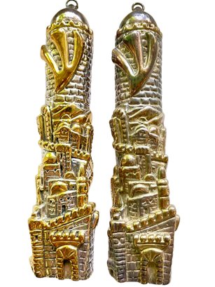 Pair Of Handcrafted Silver Judaica Mezuzahs, Marked .925 . 6' Long