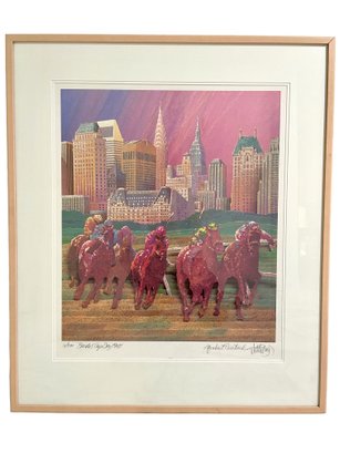Breeder's Cup Day 1985 At The Aqueduct Racetrack. Signed By Artist LTD Lithograph.