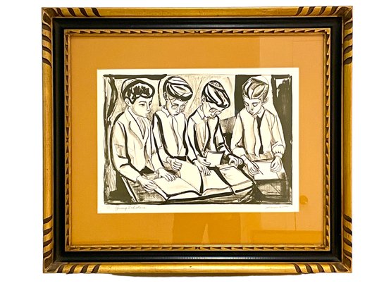 Irving Amen (1918-2011) Pencil Hand Signed , Titled ' Young Scholars'  Limited Edition #198/200