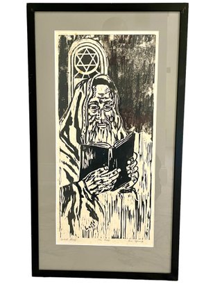 Lois Spivack ?? Artist Proof And Hand Signed Woodblock Print. Titled 'the Rabbi'