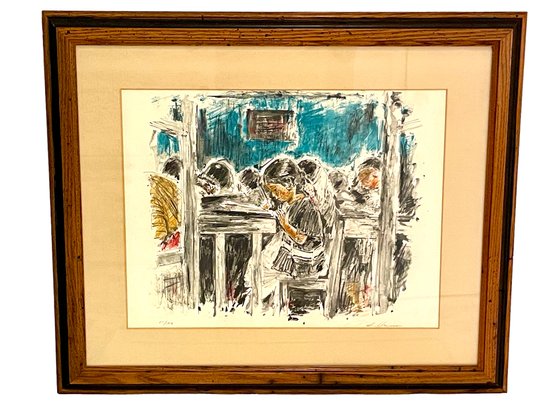 John Haymson (austrian-american 1902-1980) Pencil Signed Lithograph , Titled ' Hebrew School'