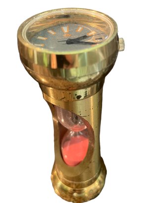 Bucherer ,vintage Brass Sand Clock And Wind Watch Combination.  4' Tall