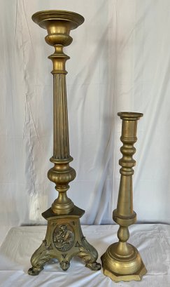 Two Vintage Brass Alter Candlesticks