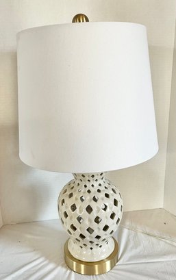 Mid Century White Pierced Table Lamp